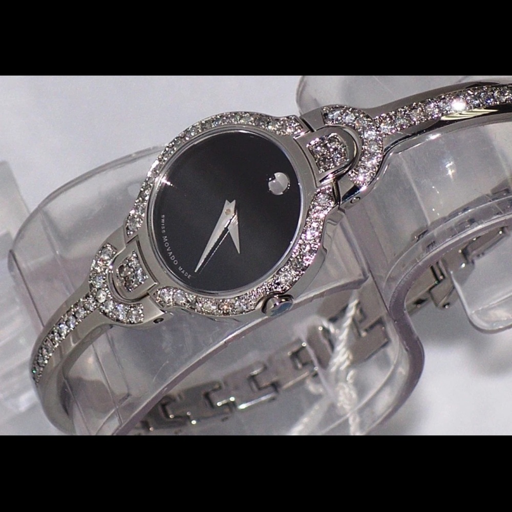 MOVADO KARA DIAMOND Silver and Black ladies bracelet watch